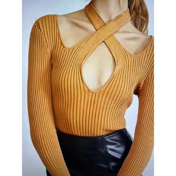 MINK PINK BLOWOUT!!! GIANNA KNIT TOP IN PECAN MSRP $109 INVENTORY MUST GO - Picture 1 of 10